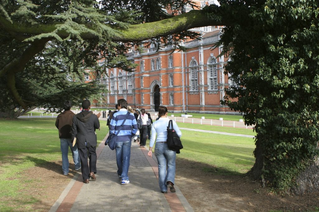 Students walking to university building